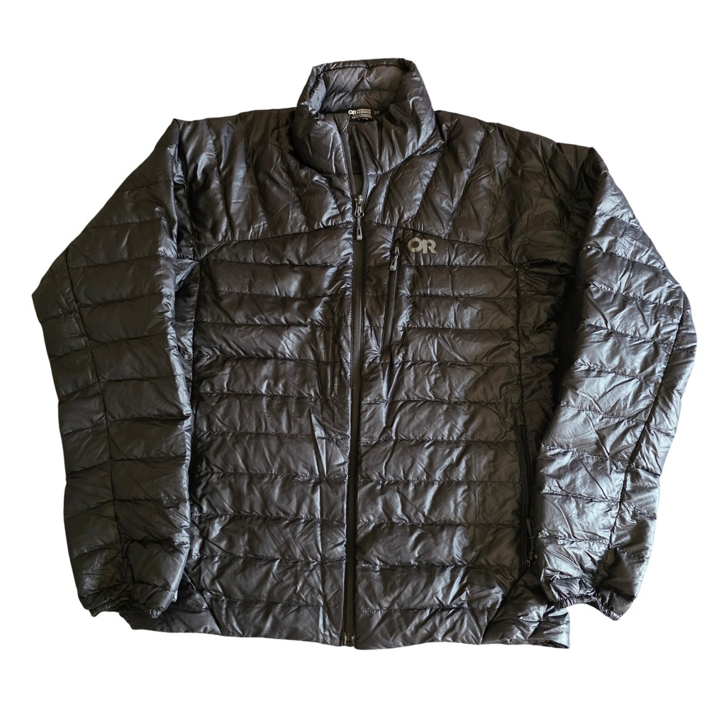 Outdoor Research Helium Down Jacket Mens Small Black Puffer 800 Fill Jacket